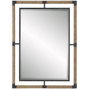 Uttermost 09769 Melville - Iron and Rope Mirror-38 Inches Tall and 28 Inches Wide