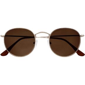 OPULIZE Sol Sunreading Glasses Thin Rimmed Retro Round Metal Frames Scratch Resistant Tinted Lens UV400 Protection Gold Transparent Tips Mens Womens S94-9 +1.50