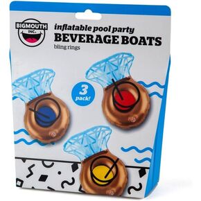 BigMouth Inc. Inflatable Donut Drink Holder Float, 3-pack, Chocolate, Strawberry and Berry Colored Floats, Great for Pool Parties and Special Events , MultiColor, One Size