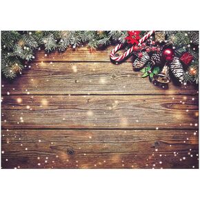 Allenjoy 8X6ft Christmas Fabric Photography Backdrop Snowflake Gold Glitter Xmas Wood Wall Rustic Barn Vintage Wooden Floor Background for Kids Portrait Photo Studio Booth Photographer Props