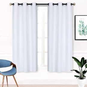 Home Collection 2 Panels 100% Blackout Curtain Set Solid Color with Rod Pocket Grommet Drapes for Kitchen, Dinning Room, Bathroom, Bedroom,Living Room Window New (74" Wide X 62" Long, White)