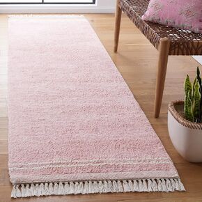 SAFAVIEH Easy Care Collection Runner Rug - 2'3" x 9', Pink & Ivory, Handmade Tassel, Machine Washable Ideal for High Traffic Areas in Living Room, Bedroom (ECR211U)
