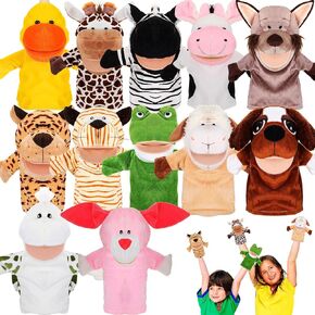 Wettarn 12 Pieces Animal Puppets Set Mouth with Working for Kids Toy for Boys and Girls Storytelling Toddler School Classroom Preschool Birthday(Cute Style)