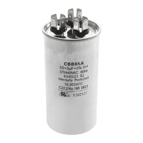 2024 Upgrade 3313107.018 50+5uf+5%, 370/440VAC, 60Hz, 10,000AFC CBB65A Dual Run Circular Start Capacitor for United States Standard AC Motors.