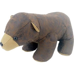 Faux Leather Fabric Animal Door Stopper Bear Lover Gifts Decorative Doorstops Book Stopper Wall Protectors, Anti Collision Cute Bear