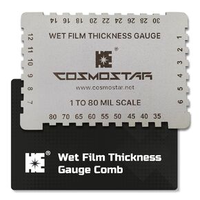 Cosmostar Wet Film Thickness Gauge Comb - 1-80 Mil Scale, Aluminum Coating Thickness Measurement Tool for Paints, Resins, Varnishes, and Gel Coats