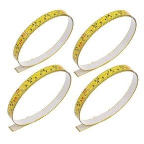 4Pcs Self-Adhesive Measuring Tape, 44 Inch Imperial and Metric Scale Workbench Ruler, Left-to-Right Sticky Measure Tape with Adhesive Backing for Woodworking, Saw, and Drafting Table in Yellow Steel