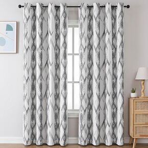 Blackout Curtains 84 Inch Length 2 Panels Set for Bedroom/Living Room, Noise Reducing Window Treatment Thermal Insulated Drapes, Curves & Circles Teal Green, W 52xL 84 Inch