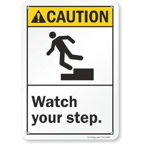 SmartSign - S-6418-PL-10 “Caution - Watch Your Step" Sign | 7" x 10" Plastic