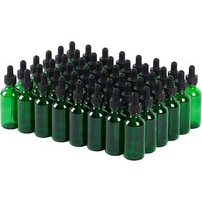48 Pcs, 2oz Glass Dropper Bottle, Leakproof Tincture Bottles with Dropper, Green Reusable Eye Dropper Bottle, for All Kinds of Liquids (Green, 2oz-48pcs)