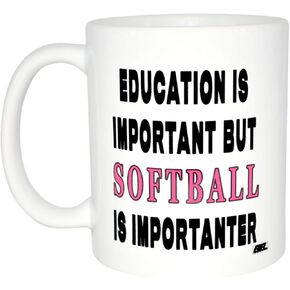 Rogue River Tactical Funny Sarcastic Coffee Mug Education is Important But Softball Is Importanter Novelty Cup Great Gift Idea For Softball Player