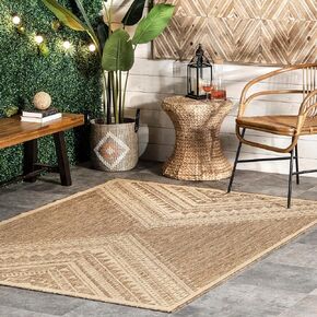 nuLOOM Landry Aztec Indoor/Outdoor Runner Rug, 2' x 8', Beige