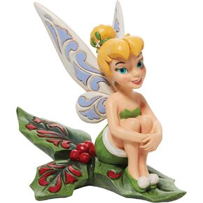 Enesco Jim Shore Disney Traditions Peter Pan Tinker Bell Sitting on Holly Figurine, 5 Inch, Multicolor