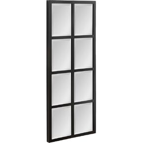Kate and Laurel Stryker Transitional Panel Wall Mirror, 17 x 42, Black, Modern 8-Pane Tall Window Mirror for Use as Entryway Mirror or Bedroom Mirror Decor