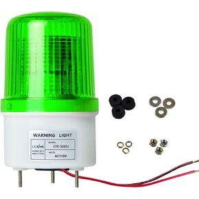 Green Strobe Lights AC110V-120V LED Emergency Beacon Lights with 90dB Loud Buzzer Flashing Safety Lights for Trucks Vehicles