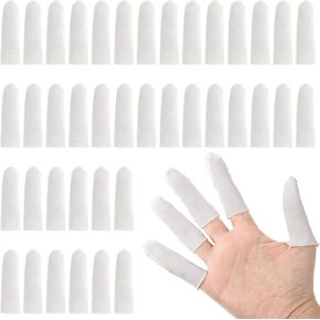 100 Pcs Cotton Finger Cots, White Cloth Finger Cots Finger Toe Sleeves Fingertips Protective Cover Thumb Protector Finger Tips Comfortable and Moisture Wicking (7 cm/ 2.75 Inch)