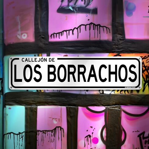 Callejon De Los Borrachos Funny Mexican Spanish Humor 16" x 4" Street Sign CDMX Calle Mexico City Home Bar Latino Humor Wall Decor (LosBorrachosStreet) in Saudi Arabia