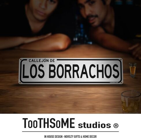 Callejon De Los Borrachos Funny Mexican Spanish Humor 16" x 4" Street Sign CDMX Calle Mexico City Home Bar Latino Humor Wall Decor (LosBorrachosStreet) in Saudi Arabia