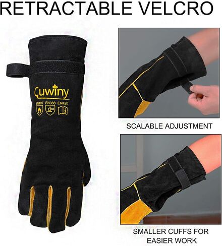 Welding Gloves, 1112°F Heat/Fire Resistant/Leather Forge Gloves, with Kevlar Stitching String, 16 inches Extra Long Sleeve and Fireproof Hook and Loop Tape,fit for Mig/Tig in Saudi Arabia
