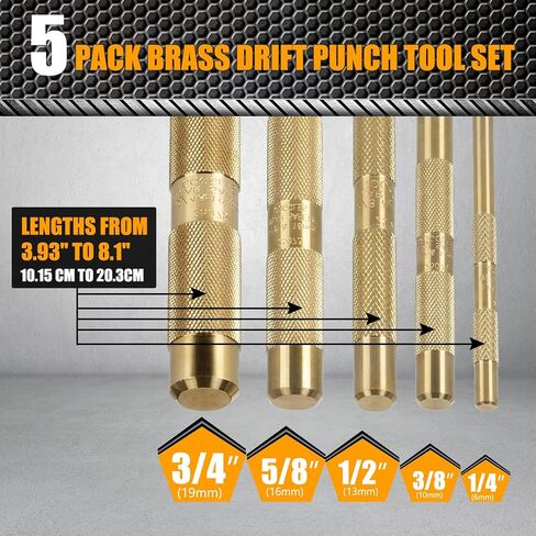 RANSOTO Brass Drift Punch Tool Set with 1/4 Inch 3/8 Inch 1/2 Inch 5/8 Inch 3/4 Inch Brass Punch 5 Piece Replace 67003-MAI 045256670034 in Saudi Arabia