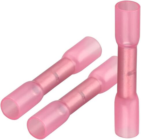 Butt Splice Connector Heat Shrinkable Insulated, BHT1.25, 0.5-1.5mm² (22-16 AWG), Electrical Cable Crimp Tube Sleeving Wrap, Red, 50 Pack in Saudi Arabia