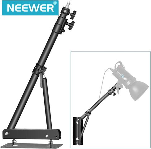 Neewer Wall Mounting Triangle Boom Arm for Ring Light, Monolight, Softbox, Reflector, Umbrella, and Photography Strobe Light, Support 180 Degree Rotation, Max Length 4.3 feet/130cm (Black) in Saudi Arabia