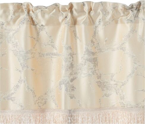 Violet Linen Cordova Abstract Marble Pattern, Polyester Jacquard, with Fringes, Brown, 60 Inch x 18 Inch, Decorative Window Treatment Rod Pocket Curtain Straight Valance in Saudi Arabia
