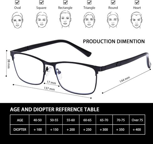 Progressive Reading Glasses for Women Men, Metal Frame No Line Multifocal Blue Light Blocking Readers in Saudi Arabia