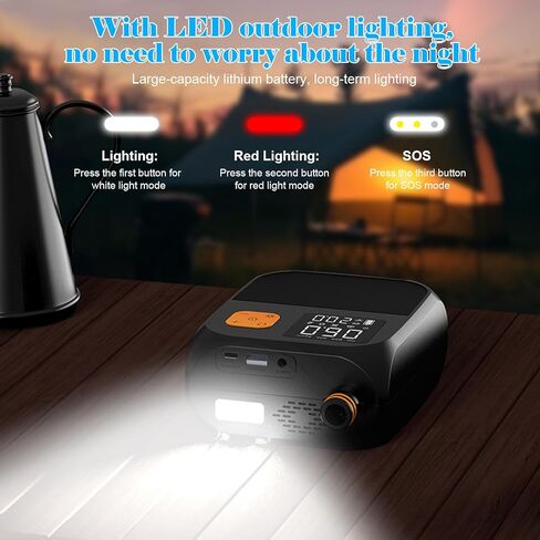 مضخة لوح التجديف الكهربائية، مضخة SUP 25PSI قابلة لإعادة الشحن مع مصباح يدوي LED، بطارية 8000 مللي أمبير في الساعة وموصل سيارة 12 فولت، مضخة هواء كهربائية محمولة تضخيم سريع لألواح التجديف، قوارب الكاياك، الخيمة، المرتبة إلخ in Kuwait