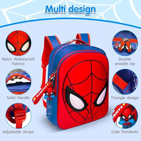 Superhero Kids Backpack, 15" Toddler Backpack for Girls and Boys 3-8, 3D Cartoon Backpack for Preschool to Elementary School, Travel and Play with Shoulder Straps in Saudi Arabia