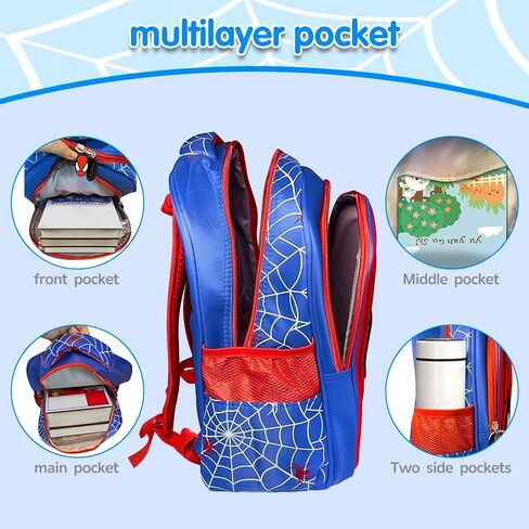 Superhero Kids Backpack, 15" Toddler Backpack for Girls and Boys 3-8, 3D Cartoon Backpack for Preschool to Elementary School, Travel and Play with Shoulder Straps in Saudi Arabia