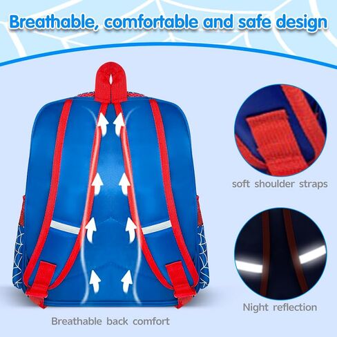 Superhero Kids Backpack, 15" Toddler Backpack for Girls and Boys 3-8, 3D Cartoon Backpack for Preschool to Elementary School, Travel and Play with Shoulder Straps in Saudi Arabia