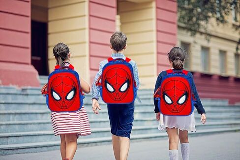 Superhero Kids Backpack, 15" Toddler Backpack for Girls and Boys 3-8, 3D Cartoon Backpack for Preschool to Elementary School, Travel and Play with Shoulder Straps in Saudi Arabia