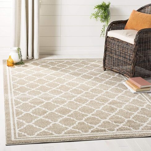 SAFAVIEH Amherst Collection 3' Square Wheat/Beige AMT422S Moroccan Trellis Non-Shedding Living Room Bedroom Area Rug in Saudi Arabia