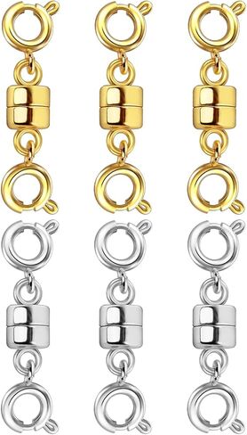 مشابك وإغلاقات قلادة مغناطيسية مزدوجة من OHINGLT، محولات مشابك مجوهرات مطلية بالذهب والفضة لسلسلة قلادات السوار in Kuwait