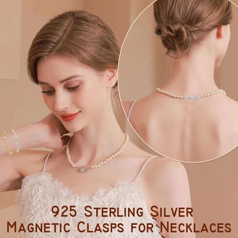 مشابك وإغلاقات قلادة مغناطيسية مزدوجة من OHINGLT، محولات مشابك مجوهرات مطلية بالذهب والفضة لسلسلة قلادات السوار in Kuwait