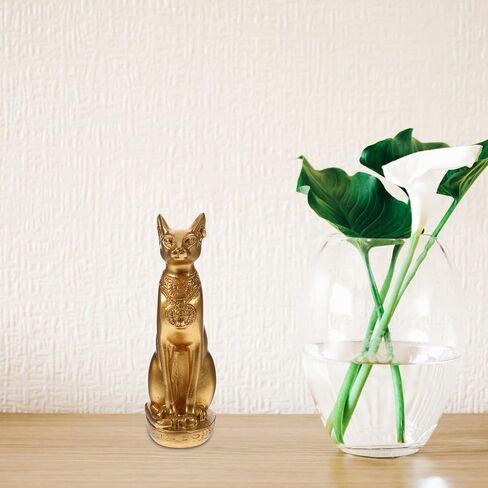 Zerodeko 2pcs Egyptian Cat Goddess Bastet Statue Tall Black Golden Resin Fengshui Cat Sculpture Statue Antique Egyptian Animal Collectibles Figurine Ornament for Home Desktop Decor in Saudi Arabia