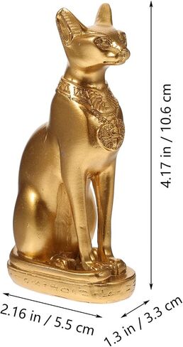 Zerodeko 2pcs Egyptian Cat Goddess Bastet Statue Tall Black Golden Resin Fengshui Cat Sculpture Statue Antique Egyptian Animal Collectibles Figurine Ornament for Home Desktop Decor in Saudi Arabia