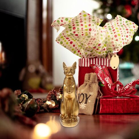 Zerodeko 2pcs Egyptian Cat Goddess Bastet Statue Tall Black Golden Resin Fengshui Cat Sculpture Statue Antique Egyptian Animal Collectibles Figurine Ornament for Home Desktop Decor in Saudi Arabia
