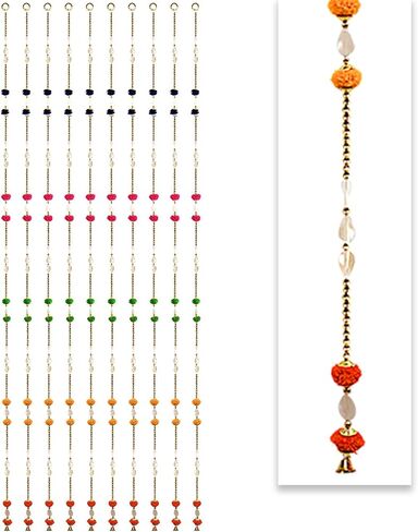 SATVIK Set of 10 Traditional Handmade Decorative Door Wall Hanging Backdrop Latkan for Diwali Toran Bandhanwar Door Valance Vibrant Multicolored for Home Entrance Festive Decor & Gifts in Saudi Arabia