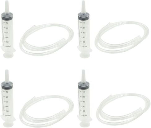 4 قطع من محاقن حقن عينات المختبر من Bisbai مع أنبوب 39.4 بوصة، حقنة بلاستيكية للحديقة للمختبرات العلمية، والري، وإعادة التعبئة in Kuwait