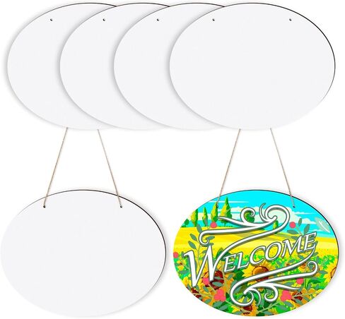 11.8" x 9" x 1/8" Sublimation Hardboard Door Sign Blanks,MDF Wall Hanging Home Decor Door Hanger Blanks, Sublimation Wood Door Sign Welcome Sign for Front Door, Porch, Farmhouse, Oval 6pcs in Saudi Arabia