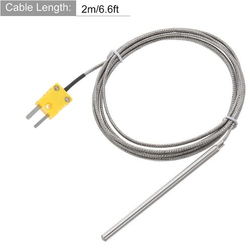 MECCANIXITY 2pcs K Type Thermocouple with Plug, Meter Temperature Sensor Probe 0 to 600°C(32 to 1112°F) Stainless Steel, 5x100mm 6.6ft Wire in Saudi Arabia