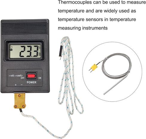 MECCANIXITY 2pcs K Type Thermocouple with Plug, Meter Temperature Sensor Probe 0 to 600°C(32 to 1112°F) Stainless Steel, 5x100mm 6.6ft Wire in Saudi Arabia