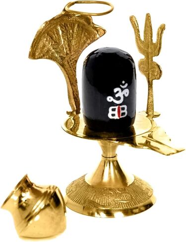 Craftsman 6 INCH Brass Lord Shiva Linga Lingam Shivling Statue Shesnag Trishul with Brass Matki for Hindu Festive Pooja Puja Sculpture Items Shivling Showpiece in Saudi Arabia