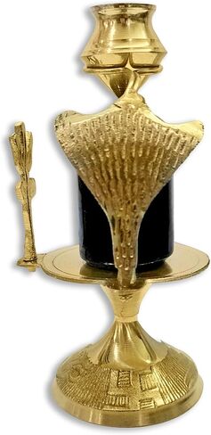 Craftsman 6 INCH Brass Lord Shiva Linga Lingam Shivling Statue Shesnag Trishul with Brass Matki for Hindu Festive Pooja Puja Sculpture Items Shivling Showpiece in Saudi Arabia