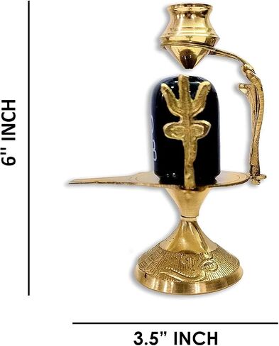 Craftsman 6 INCH Brass Lord Shiva Linga Lingam Shivling Statue Shesnag Trishul with Brass Matki for Hindu Festive Pooja Puja Sculpture Items Shivling Showpiece in Saudi Arabia
