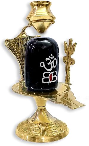 Craftsman 6 INCH Brass Lord Shiva Linga Lingam Shivling Statue Shesnag Trishul with Brass Matki for Hindu Festive Pooja Puja Sculpture Items Shivling Showpiece in Saudi Arabia