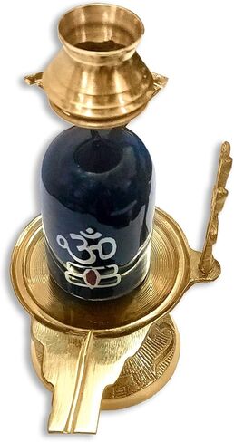 Craftsman 6 INCH Brass Lord Shiva Linga Lingam Shivling Statue Shesnag Trishul with Brass Matki for Hindu Festive Pooja Puja Sculpture Items Shivling Showpiece in Saudi Arabia