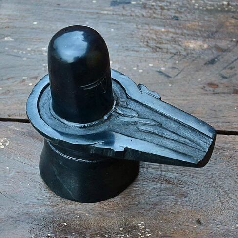Khandekar Hindu God Shiva Lingam Statue for Puja, Black Stone Carving Small Shivling, Portable God Idol Perfect for Traveling, Home Decor - 2.3 inch, Black in Saudi Arabia